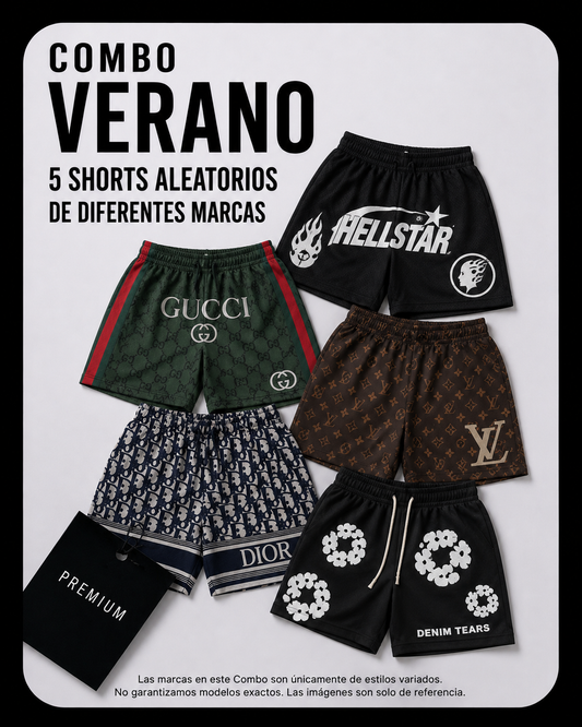 Combo verano, 5 shorts de diferentes marcas (cada short lleva una talla diferente, xs, x, m, l, xl)