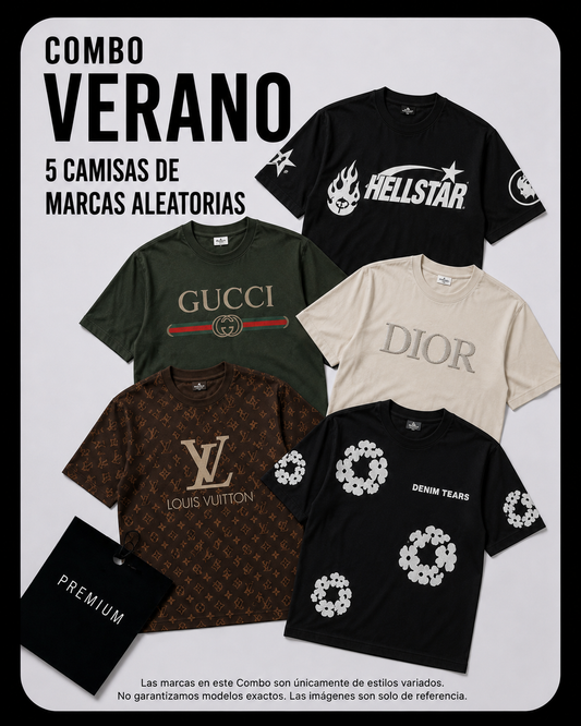 Combo verano, 5 camisas de diferentes marcas (cada camisa tiene una talla distinta, xs, x, m, l, xl)